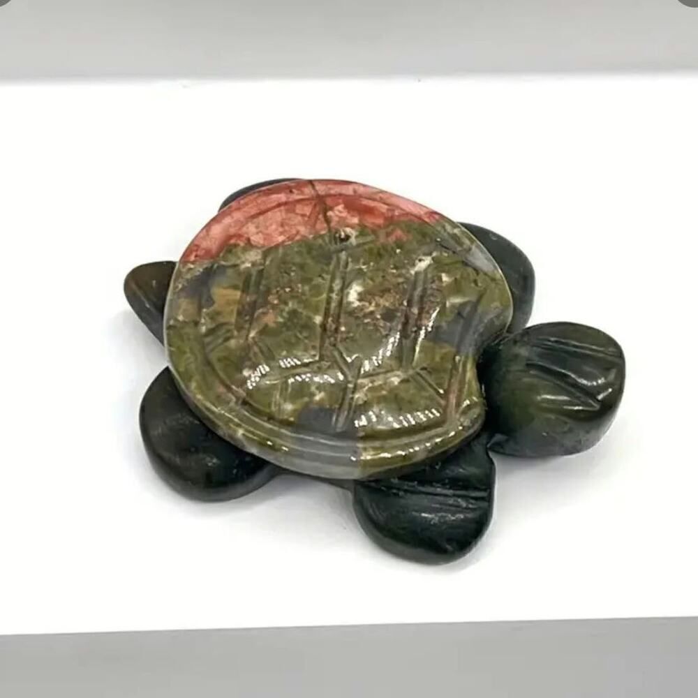 New! Natural Crystal Double Color Turtle in Unakite
